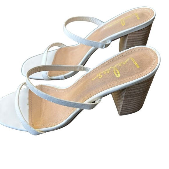 Lulus Addien White High Heel Block Strappy Sandals 10 - Picture 5 of 9